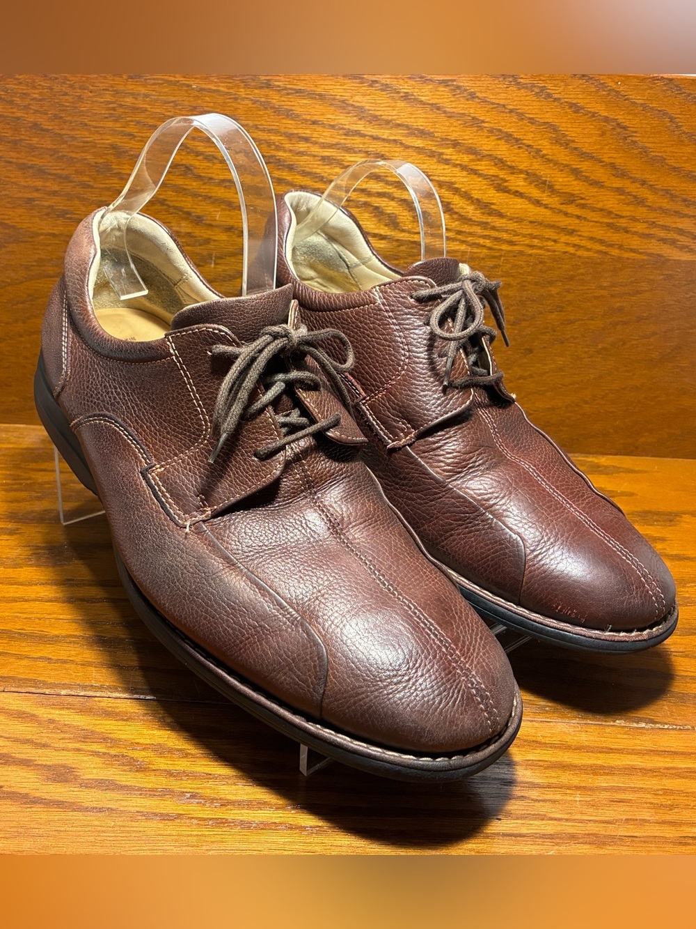 Johnston & Murphy Sheepskin Pebbled Leather Oxford Shoes Brown Men’s 10.5
